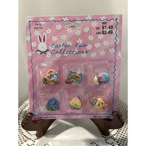 MSI Easter Ornament Set of 6 Multicolor Egg Basket Chick Sign Floral ReusableNEW